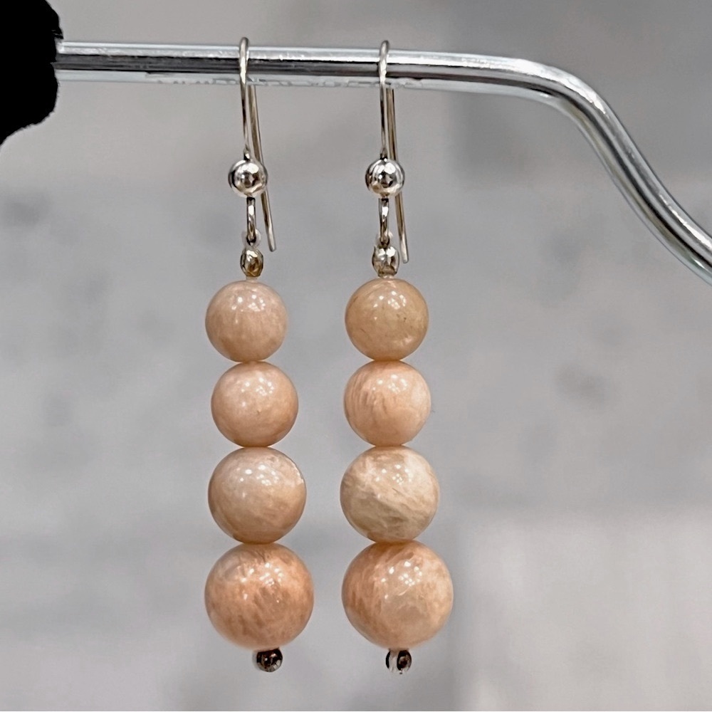Madagascar Peachstone Sterling Silver Dangle Earrings